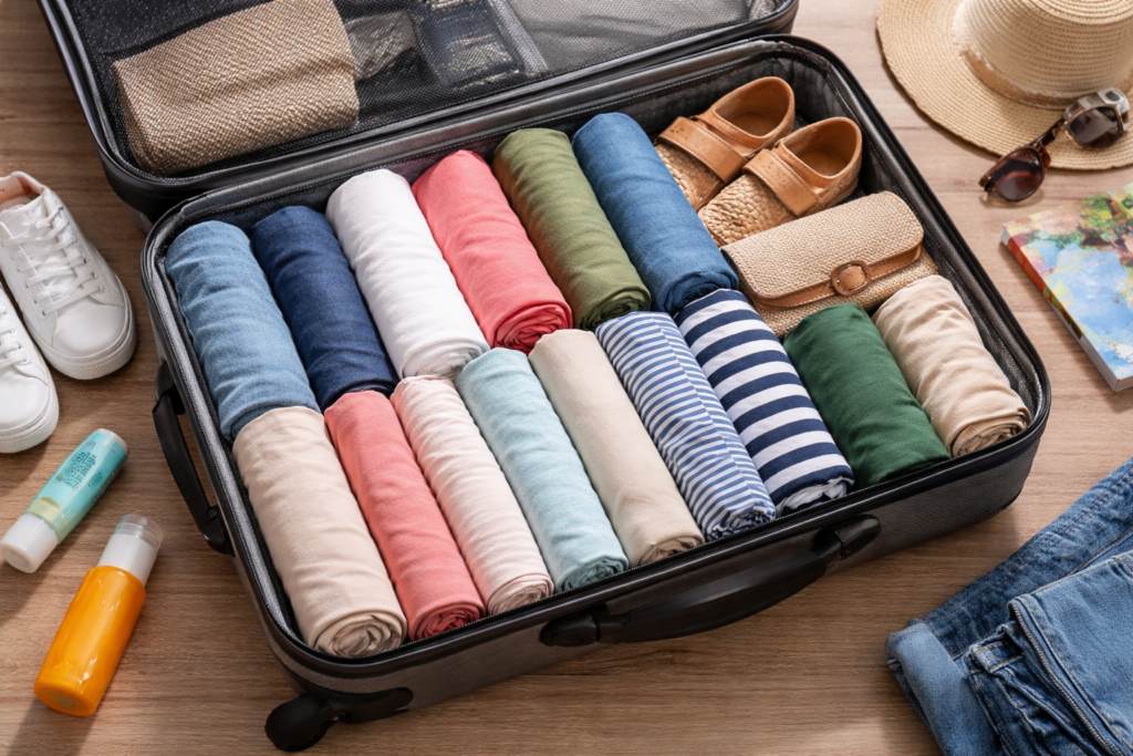 Koffer platzsparend packen