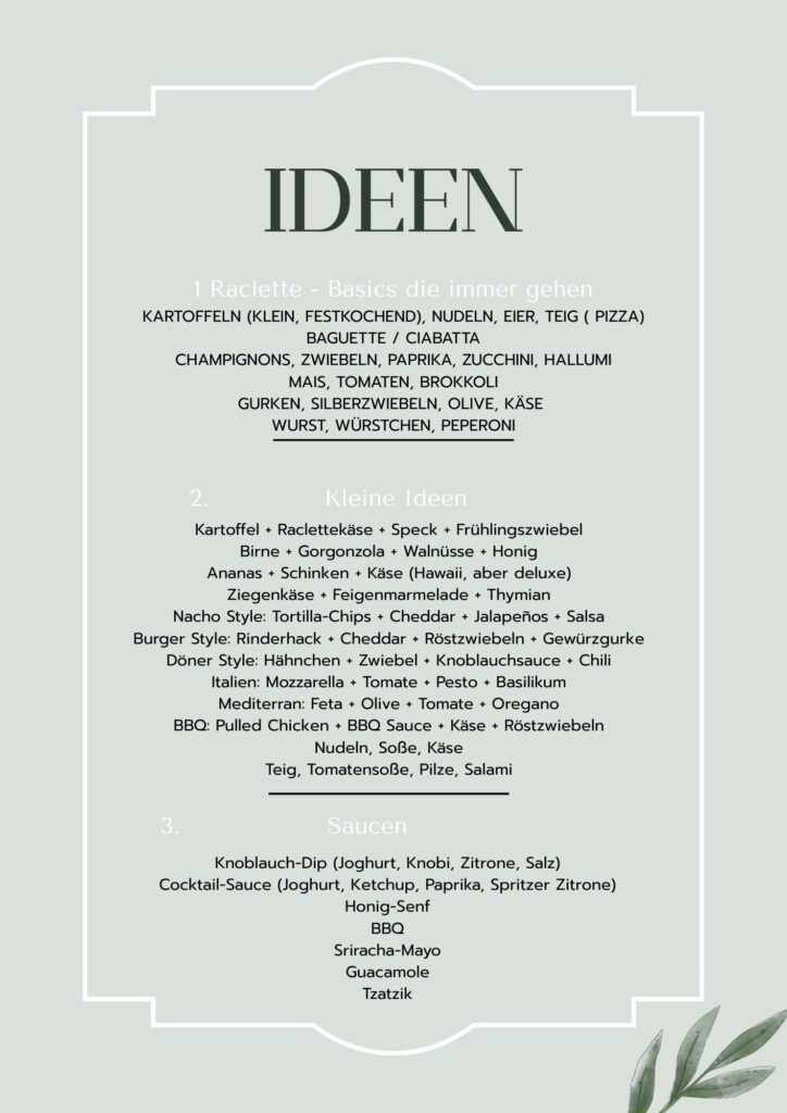 Ideen für Raclett