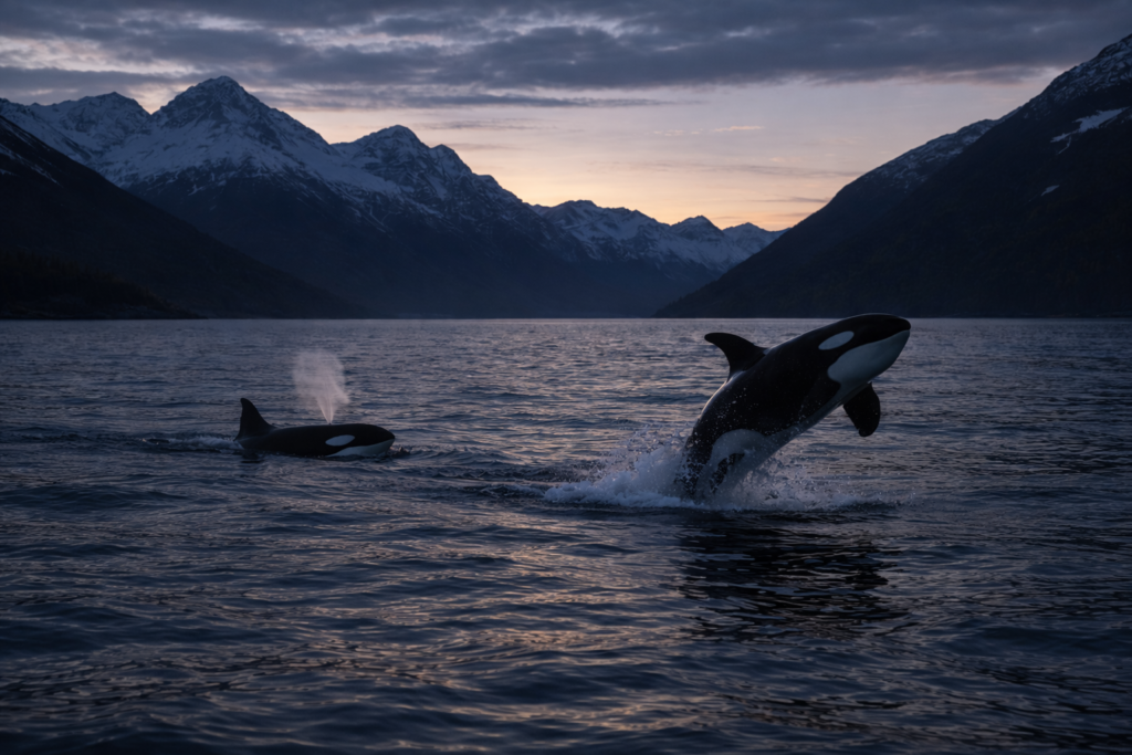 Orca bei Morgendämmerung