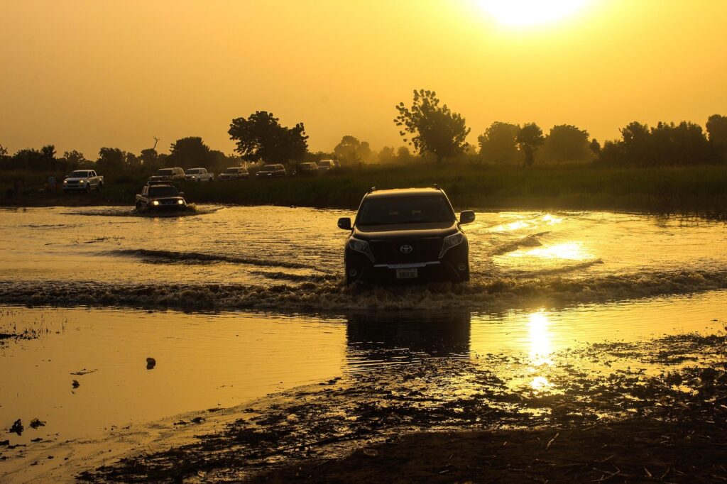 jeep, car, sunrise, car wallpapers, nature, water